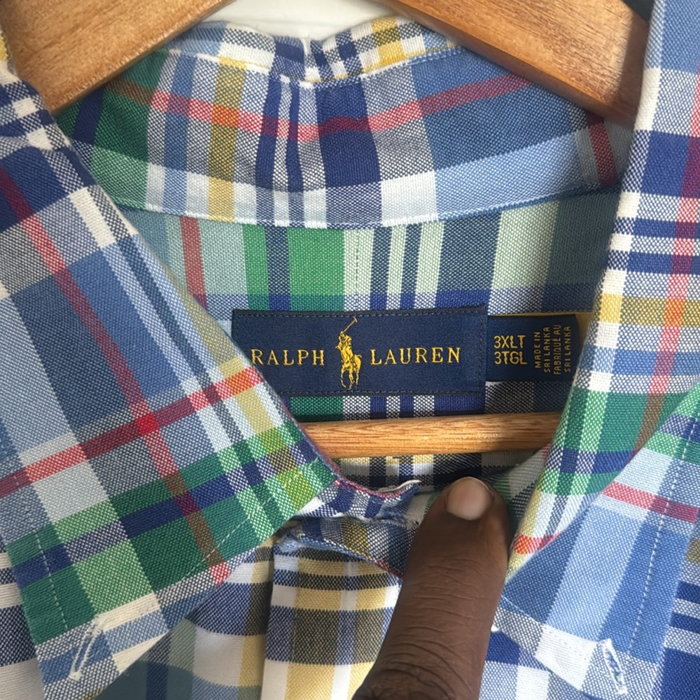 Ralph Lauren Blue Green Yellow Plaid Casual Button Down Shirt - Picture 3 of 3